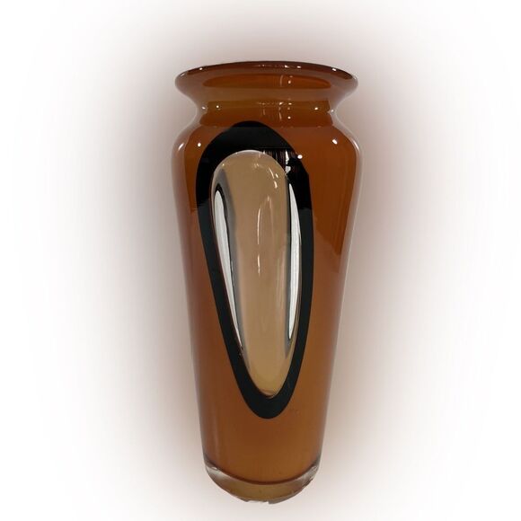 Rare Murano Cased Art Glass Vase Finestre Hand Blown MCM Two Tone - Picture 1 of 10